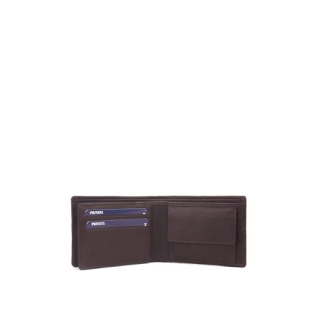 Billetero horizontal de hombre Cool en piel color marrón