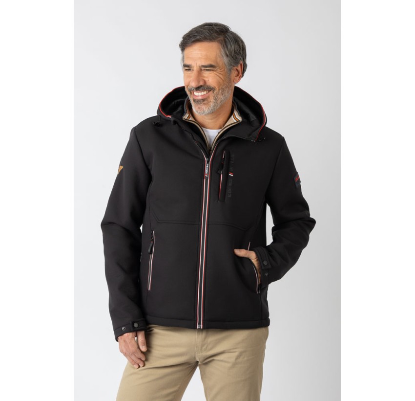 CHAQUETA CON CAPUCHA ESTILO NEOPRENO