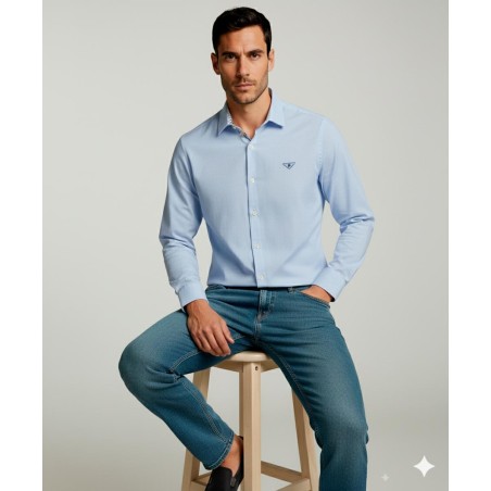 CAMISA BÁSICA AZUL SLIM
