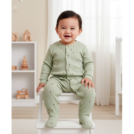Pelele de bebé niño de canalé-Pelele de nadó nen de canalé-Baby boy ribbed cotton romper