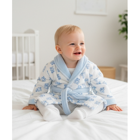 Bata de bebé niño de coralina-Bata de nadó nen de coralina- Baby boy coral fleece robe