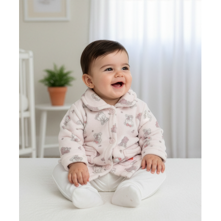 Bata de bebé niña de coralina-Bata de nadó nena de coralina-Baby girl coral fleece robe