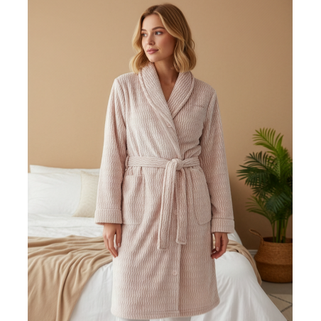 Bata de señora de punto jacquard-Bata de dona de punt jacquard-   Women’s jacquard knit robe