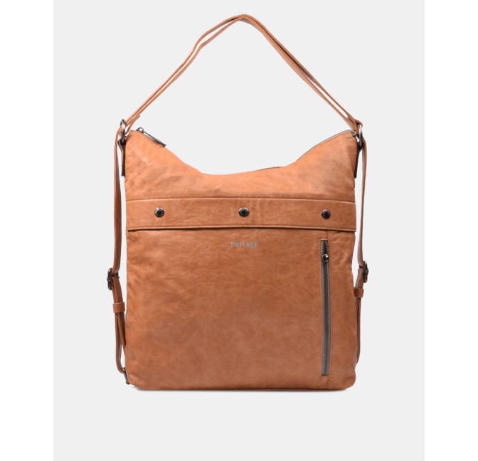 Bolso-mochila en color cuero