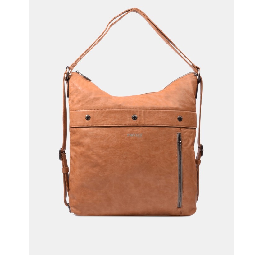 Bolso-mochila en color cuero