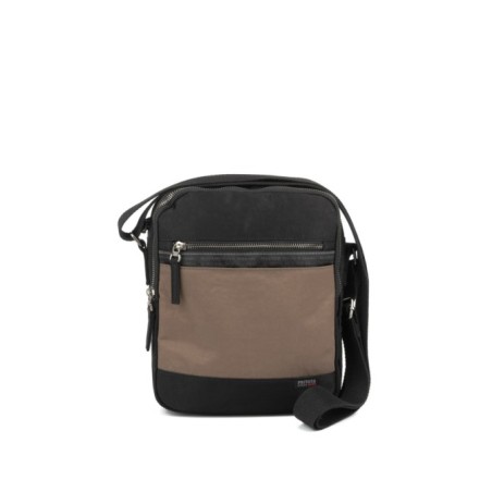 Bandolera grande de hombre Antares en nylon color taupe